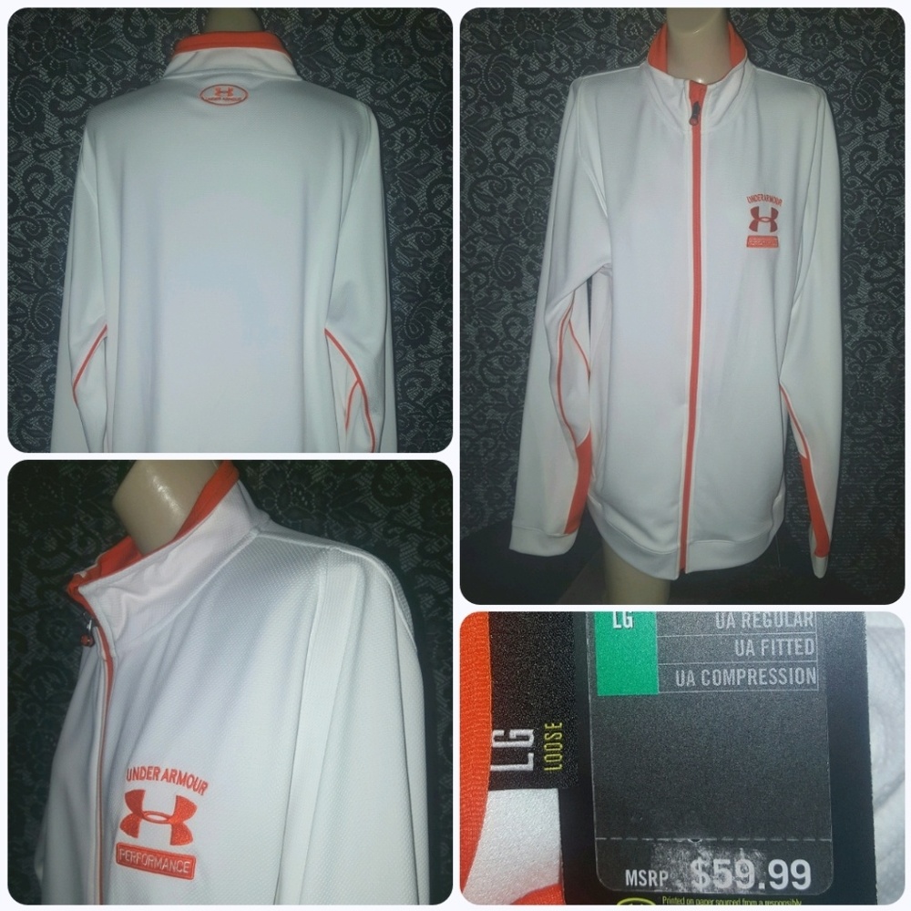 ☠NWT UNDER ARMOUR HARLEY ORANGE LOGO ZIP JACKET